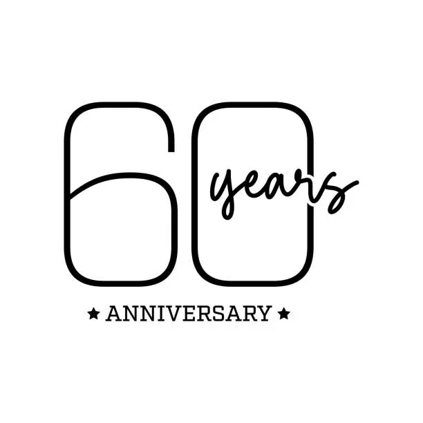 Vector illustration of 60 Years Anniversary Vector Template Design Illustration for Greeting Card, Poster, Brochure, Web Banner etc.