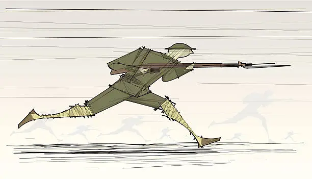 Vector illustration of World War One Charging Soldier