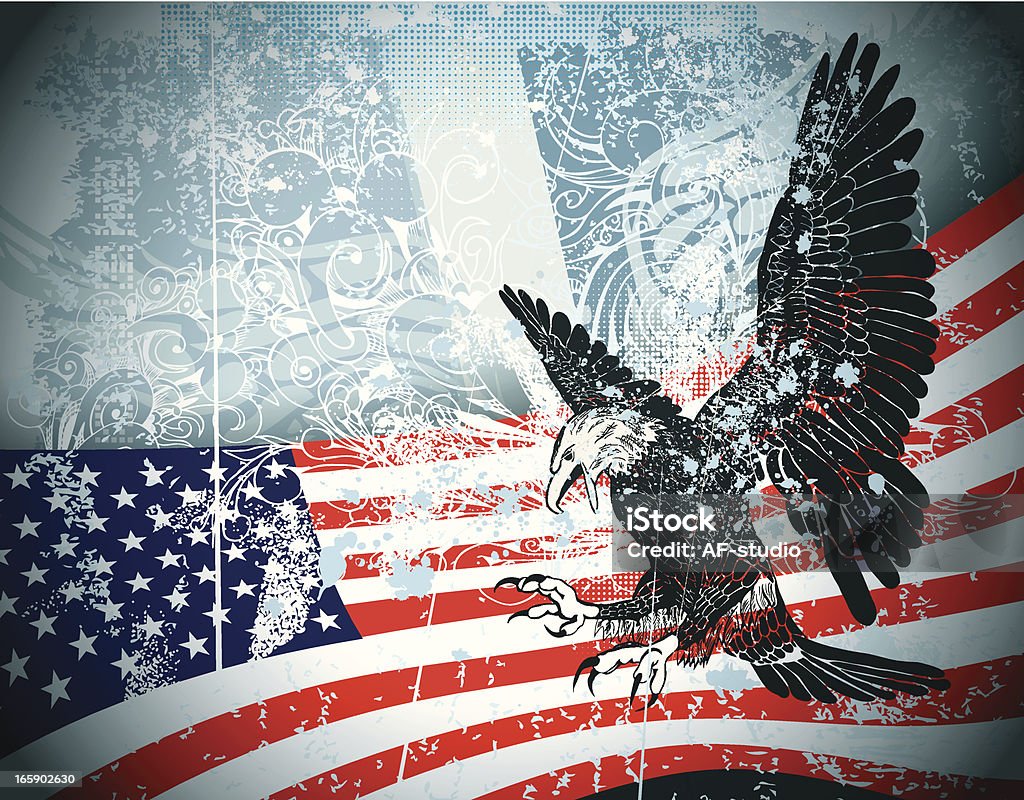Гранж фон США - Векторная графика Звёздно-полосатый флаг роялти-фри