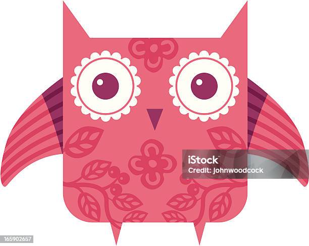 Różowy Owl - Stockowe grafiki wektorowe i więcej obrazów Bez ludzi - Bez ludzi, Dowcip rysunkowy, Dzikie zwierzęta