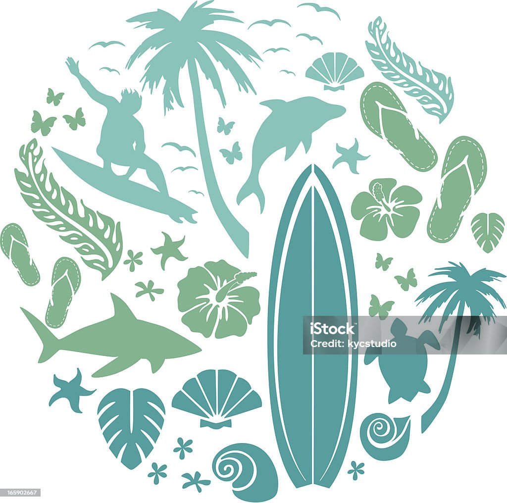 波とビーチの構成 - サーフボードのロイヤリティフリーベクトルアート