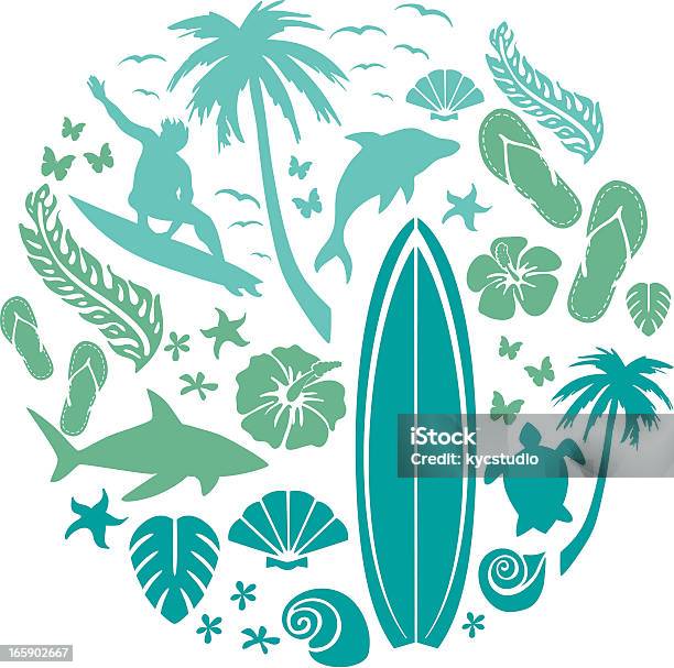 Surf И Пляж Состав — стоковая векторная графика и другие изображения на тему Доска для сёрфинга - Доска для сёрфинга, Сёрфинг, Гавайская культура