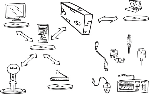 Computer Parts Dotconnect Network Of Computers Connecting Components Stock Illustration ...