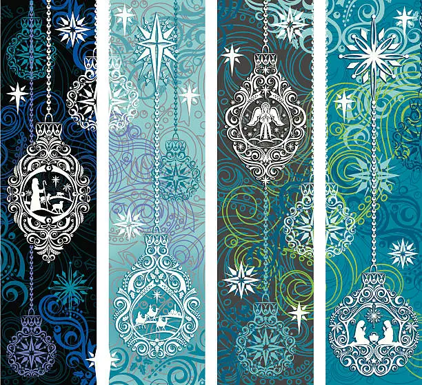 Vector illustration of Nativity Ornament Banners