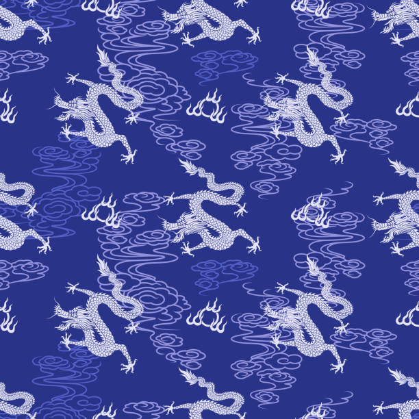 원활한 대만어에 용 패턴 - oriental dragon stock illustrations