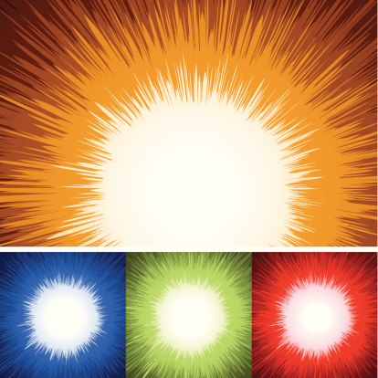 Detailed cartoon explosion background in various colors.