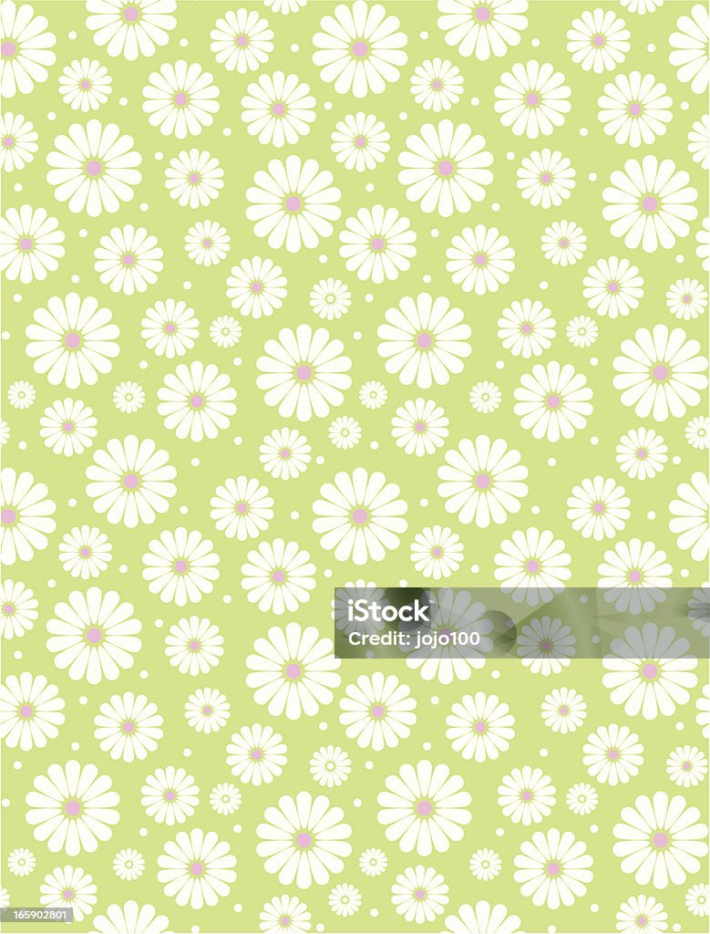 Nahtlose einfaches Lime & weiße Daisy Punkte wiederholen Muster - Lizenzfrei Blume Vektorgrafik
