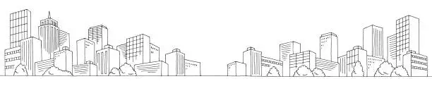 Vector illustration of City graphic black white cityscape skyline sketch long illustration vector