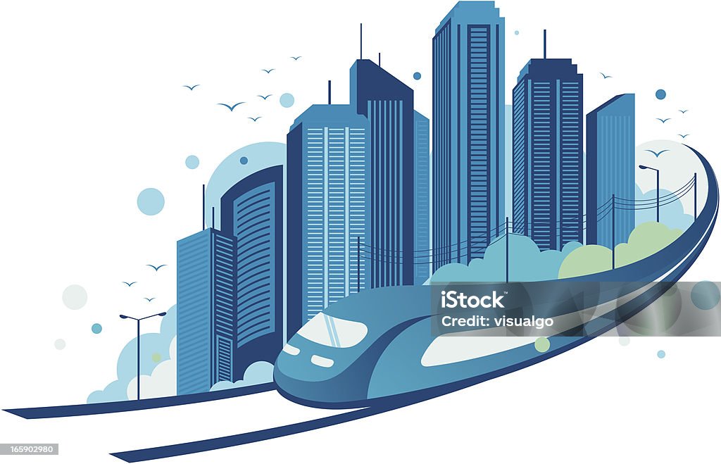 tain with city backgground tain with city backgground. Apartment stock vector