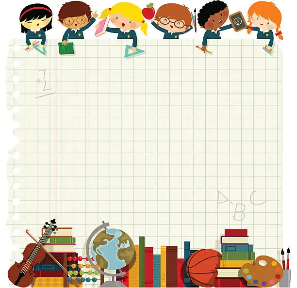 Vector illustration of Kids back to school