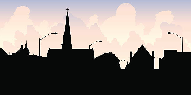 illustrations, cliparts, dessins animés et icônes de chatham, ontario vue sur la ville - church spire