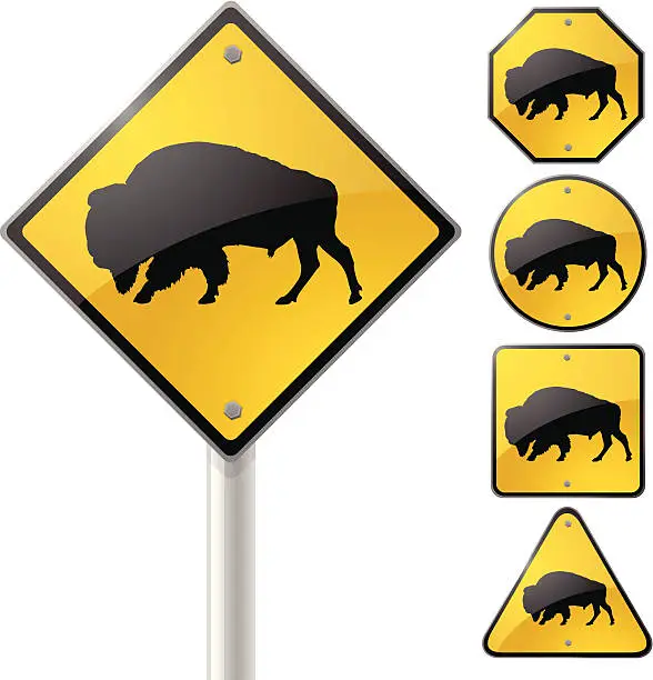 Vector illustration of Buffalo Crossing Sign