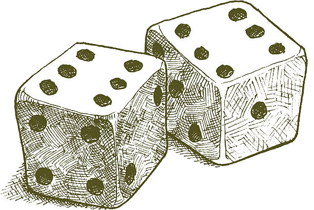 A pair of dice both showing #6. Done in a nice sketchy-doodly style. Good for gambling or luck concept.