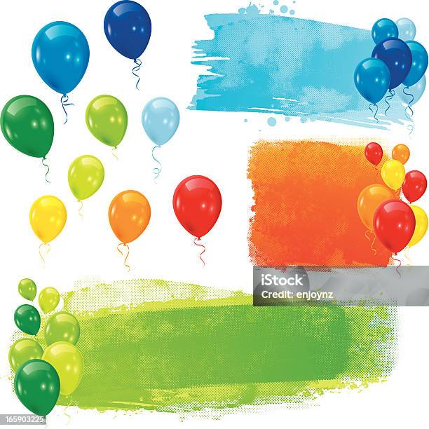 Palloncini Colorati - Immagini vettoriali stock e altre immagini di Palloncino - Palloncino, Colore verde, Rosso