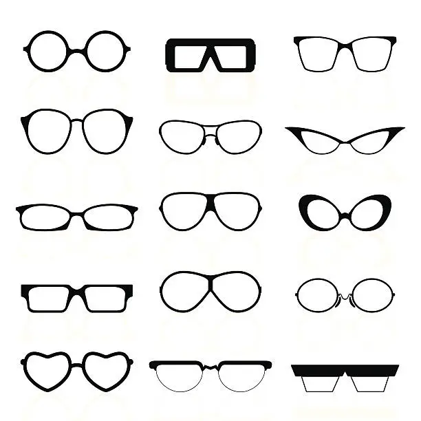 Vector illustration of Glasses Silhouettes