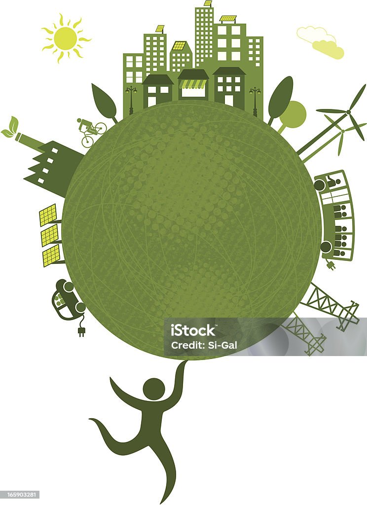 環境に配慮したコンセプトのグリーン技術 - 都市のロイヤリティフリーベクトルアート