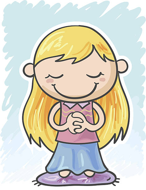 Little Girl Is Praying Stock Illustration - Download Image Now - Praying,  Child, Cartoon - iStock
