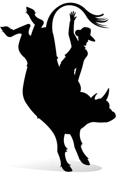 illustrazioni stock, clip art, cartoni animati e icone di tendenza di cowboy in rodeo area - rodeo bull bull riding cowboy