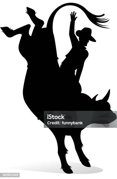 Cowboy In Rodeo Area Stock Illustration - Download Image Now - Bull - Animal, Cowboy, Riding