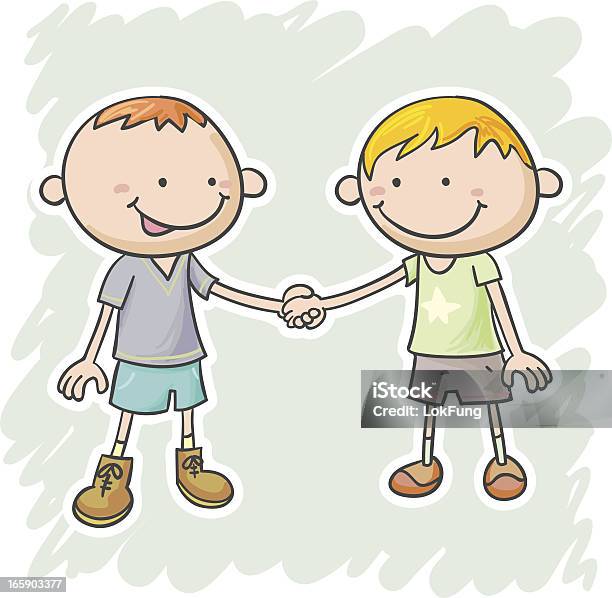 Two Little Boys Are Holding Hands Stock Illustration - Download Image Now - Holding  Hands, Two People, Cartoon - iStock