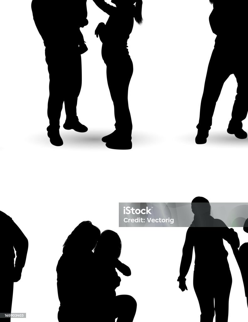 Family Silhouette Embracing stock vector