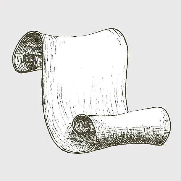 Vector illustration of Scroll, Curly Paper Ink Illustration