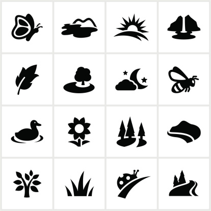 Summer related icons. All white strokes/shapes are cut from the icons and merged allowing the background to show through.