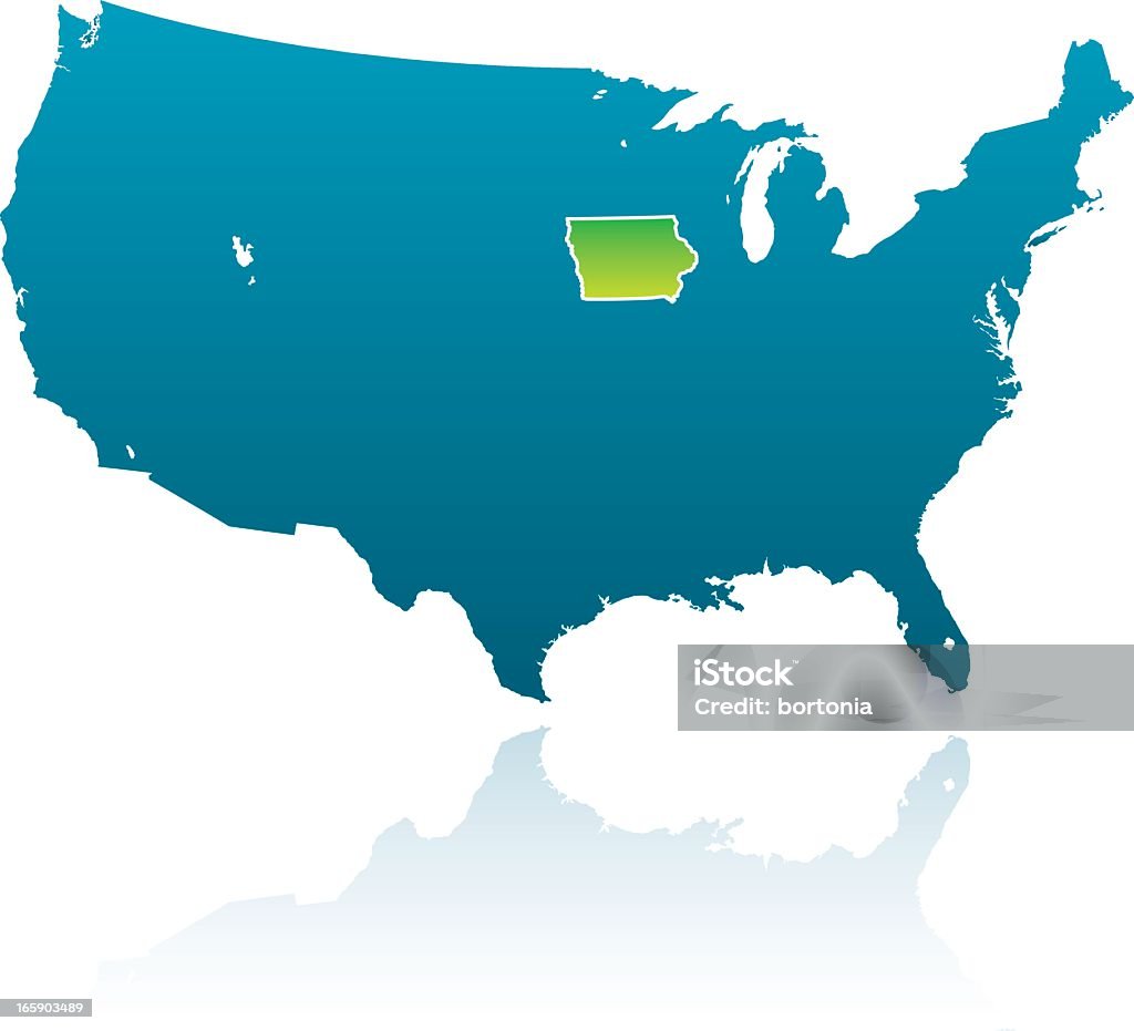 Zjednoczonych mapy: Stan Iowa - Grafika wektorowa royalty-free (Ameryka)
