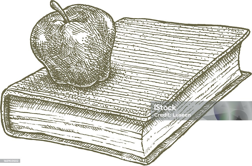 Apple y libro, escuela concepto - arte vectorial de Manzana libre de derechos