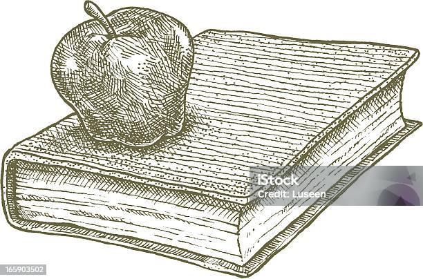 Ilustración de Apple Y Libro Escuela Concepto y más Vectores Libres de Derechos de Manzana - Manzana, Viejo, Anticuado