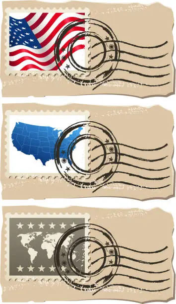 Vector illustration of american flag stamp