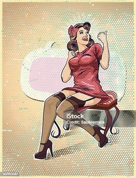 Vintage Pinup Girl - Stockowe grafiki wektorowe i więcej obrazów Dziewczyna pin-up - Dziewczyna pin-up, Powrót do retro, Staromodny