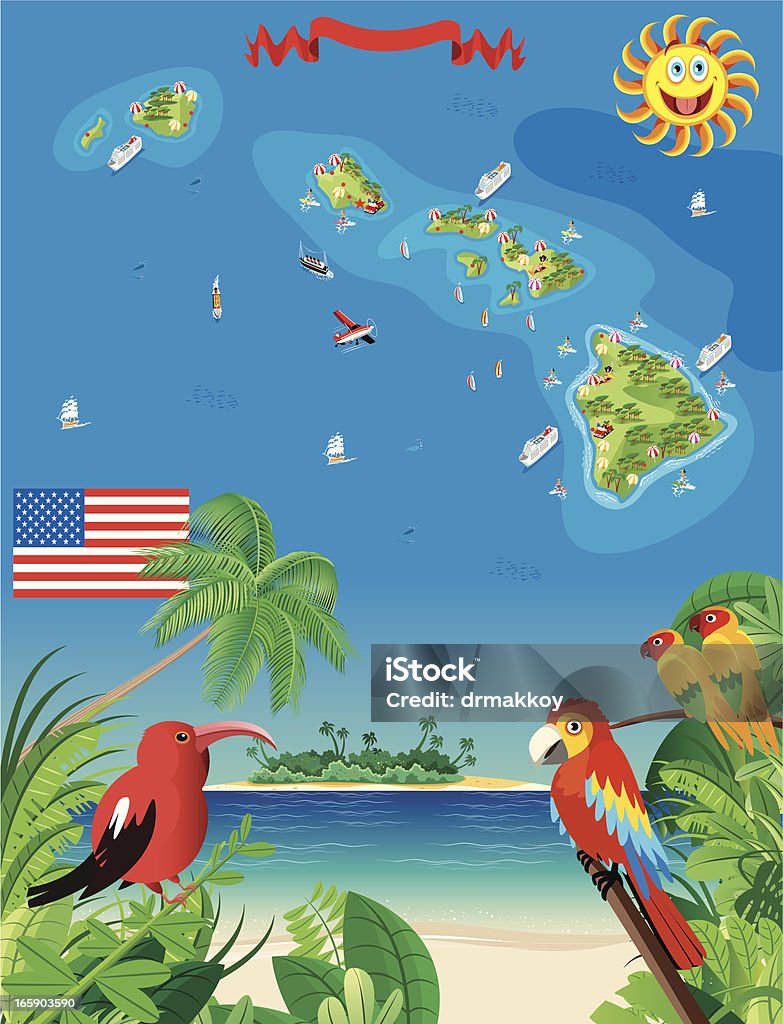 Desenho Mapa do Havaí - Vetor de Mapa royalty-free