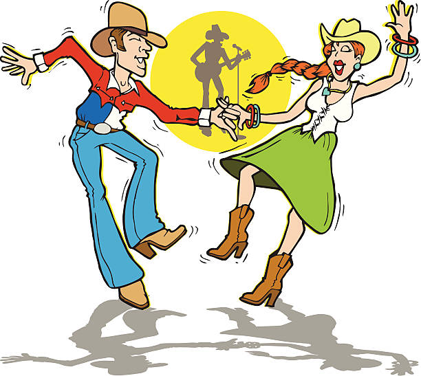 illustrations, cliparts, dessins animés et icônes de danseurs de western swing - country rock