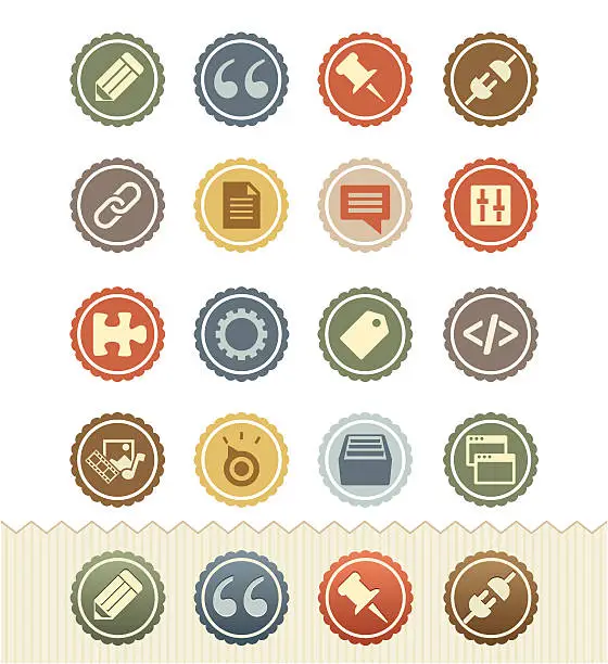 Vector illustration of Vintage Badge Series : Blogging Icons