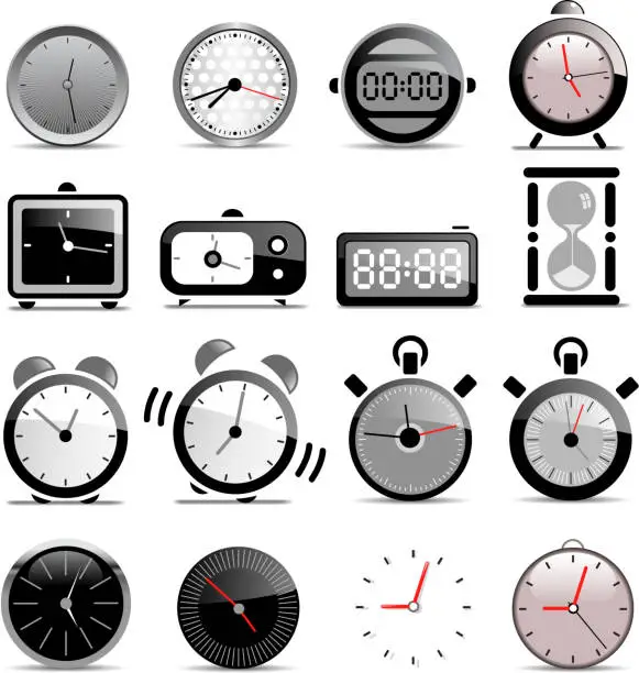 Vector illustration of time clock symbols