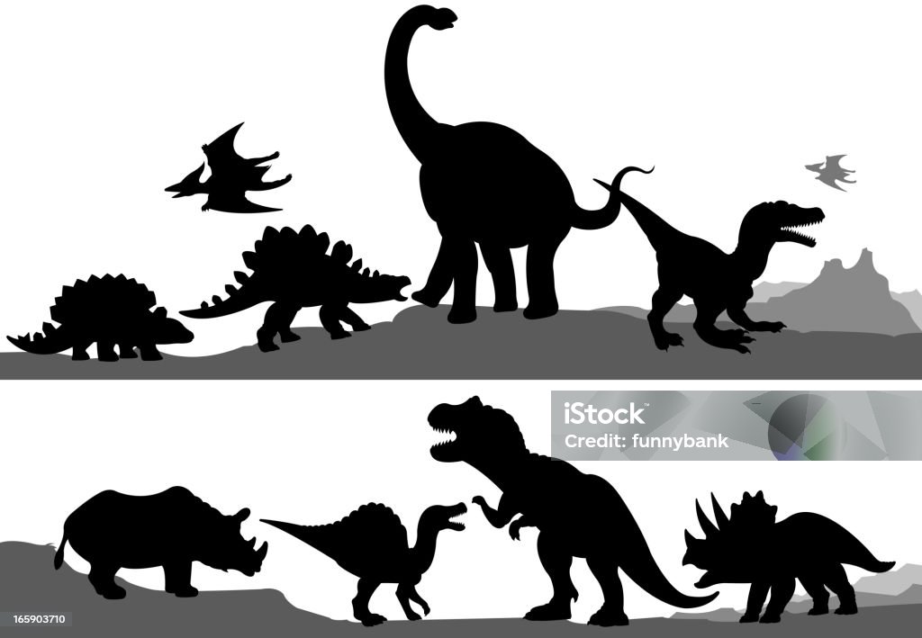 Silhouette di dinosauro - arte vettoriale royalty-free di Sagoma - Controluce