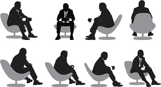 Vector illustration of Multiple images of a businessman sitting on chair