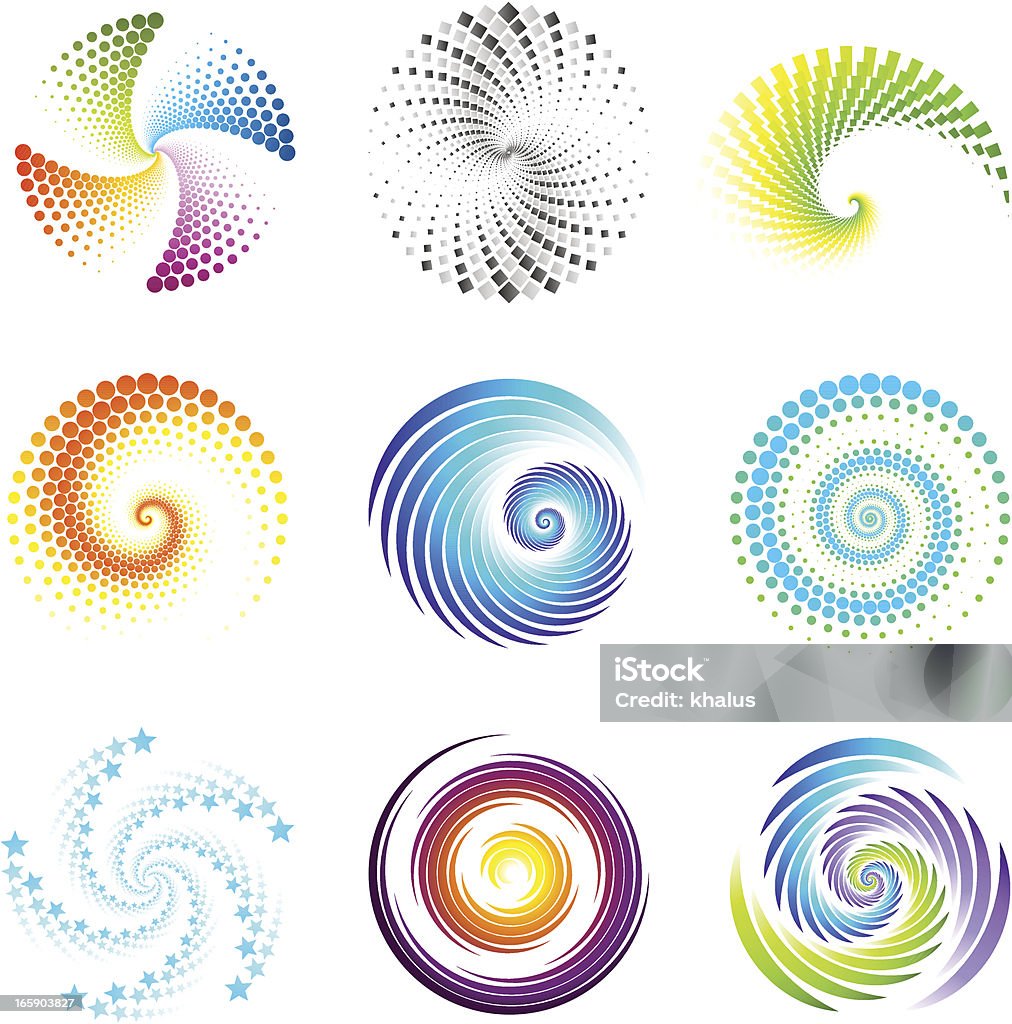 Design Elements | twirl & circle Collection of 9 abstract graphic design elements.  Vector stock vector