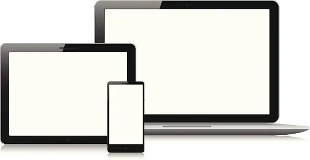 Vector illustration of Blank screens on various electronic devices