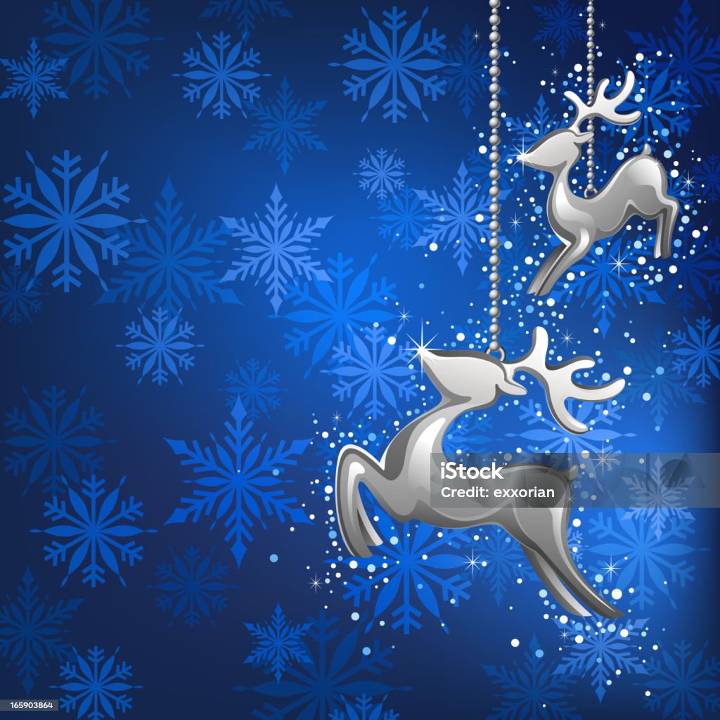 Silver Reindeer Ornaments Christmas reindeer ornament with snowflake background Animal stock vector