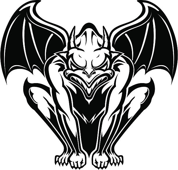 Fierce Gargoyle Fantasy Winged Beast. Derived from my artwork, with high resolution jpg. More Halloween Series Lightbox gargoyle stock illustrations