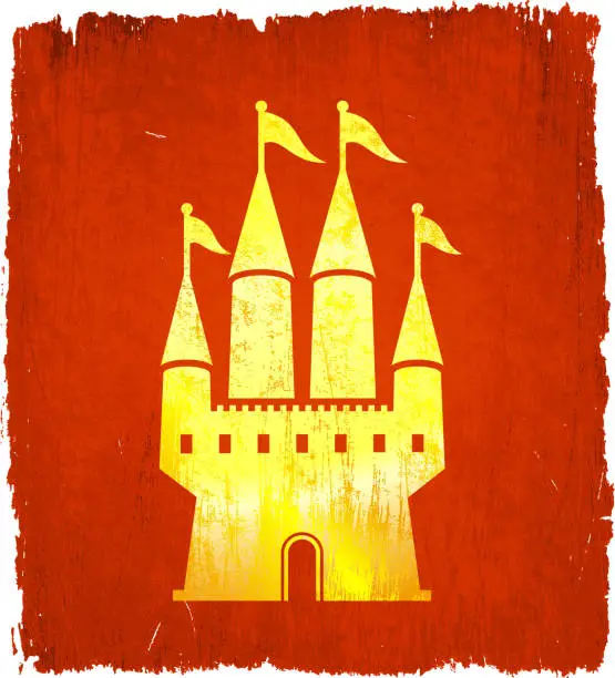 Vector illustration of Medieval Castle on royalty free vector Background