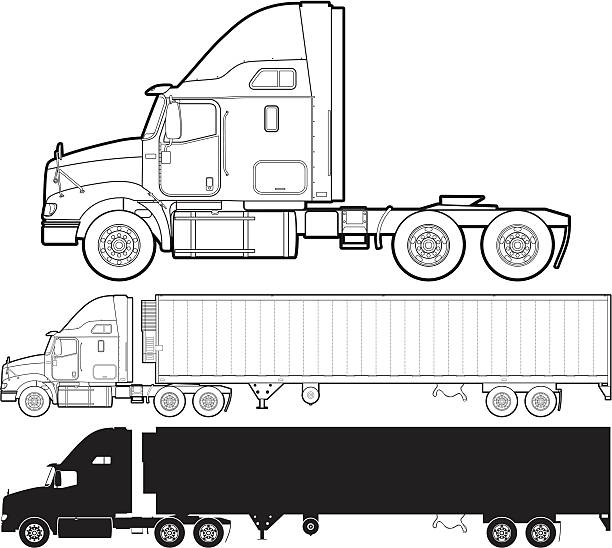 ilustraciones, imágenes clip art, dibujos animados e iconos de stock de camión de - semi truck illustrations