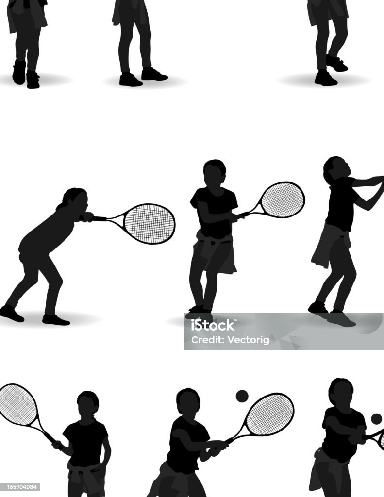Menina jogar ténis - Royalty-free Figura para recortar arte vetorial