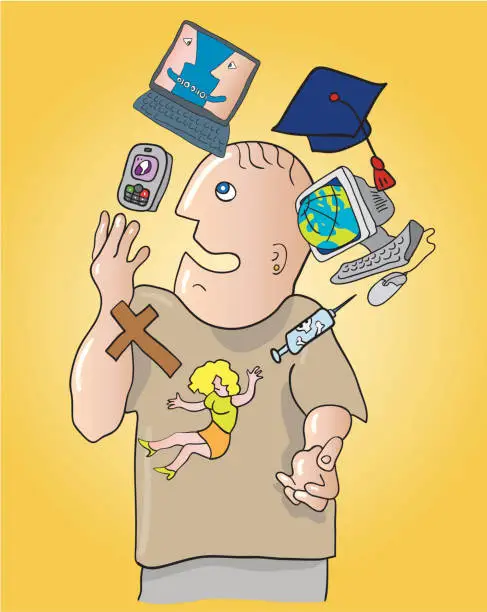 Vector illustration of young juggling life