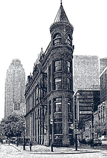 ilustraciones, imágenes clip art, dibujos animados e iconos de stock de victorian edificio de oficinas. toronto, canadá - office sidewalk office building built structure