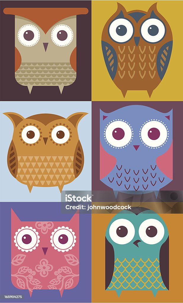 Шесть owls - Векторная графика Без людей роялти-фри