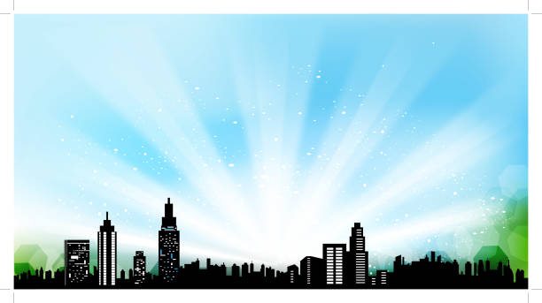 city background city background abstract backgrounds architecture sunbeam stock illustrations