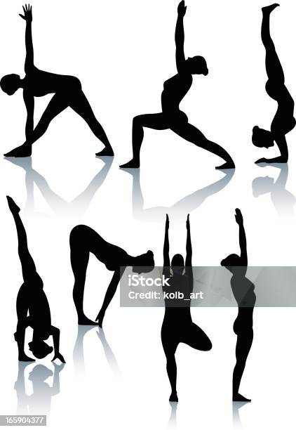 Ilustración de Hermoso Siluetas De Yoga y más Vectores Libres de Derechos de Yoga - Yoga, Vector, Abdomen